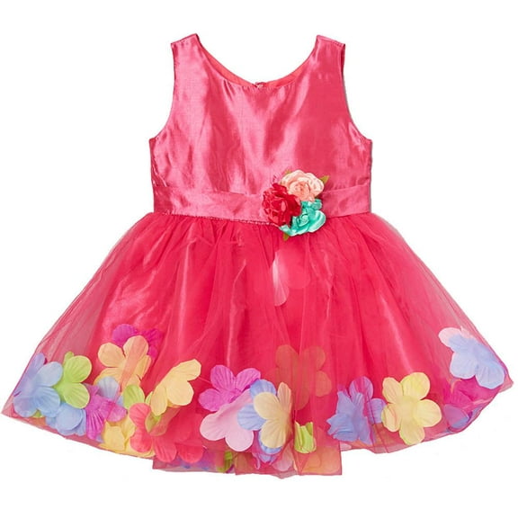 Wenchoice Girl's Hot Pink & Yellow Petal Tutu Dress L(5T-6T)