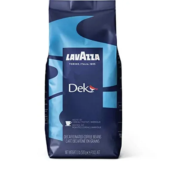 Lavazza Dek Whole Bean Coffee Blend, Decaffeinated Dark Espresso Roast, 1.1-Pound Bag
