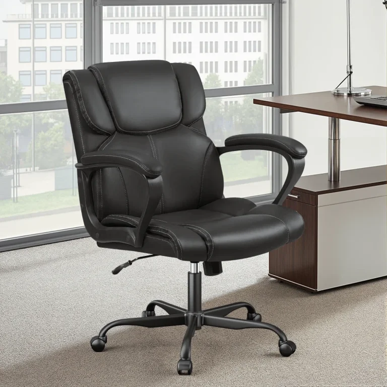 furmax デスクチェア A アーム付きワークチェア ZR24299 Amazon.com: Furmax Ribbed Office Desk Chair Mid-Back PU Leather