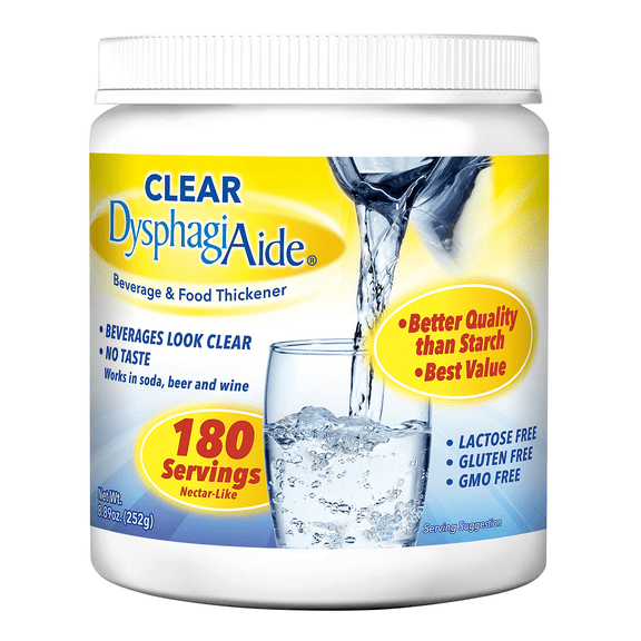 Clear DysphagiAide Thickener, 180 Serving Jar (8.89 oz), Xanthan Gum Powder for IDDSI Thickness Levels 1-4