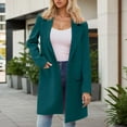 thumbnail image 2 of Womens Long Wool Blend Coat Single Trench Coat Sky Blue L, 2 of 5