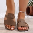 thumbnail image 7 of KIJBLAE Women's Wrap Cross Strap Single Band Flat Sandals, Wide Width Open Toe Non Slip Casual Beach Slippers for Summer Brown 43, 7 of 7