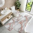 thumbnail image 5 of White and Copper Marble Pattern Bathroom Rug Set 4 Piece,Includes Contour,Lid Cover,Bath Mat,Non-Slip Extra Soft Absorbent Washable, 5 of 5