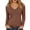Brown, variant on Women's V Neck Undershirt Long Sleeve Milk Silk Solid Color Slim Fit Soft Stretchy Base Layering Tee Brown XL