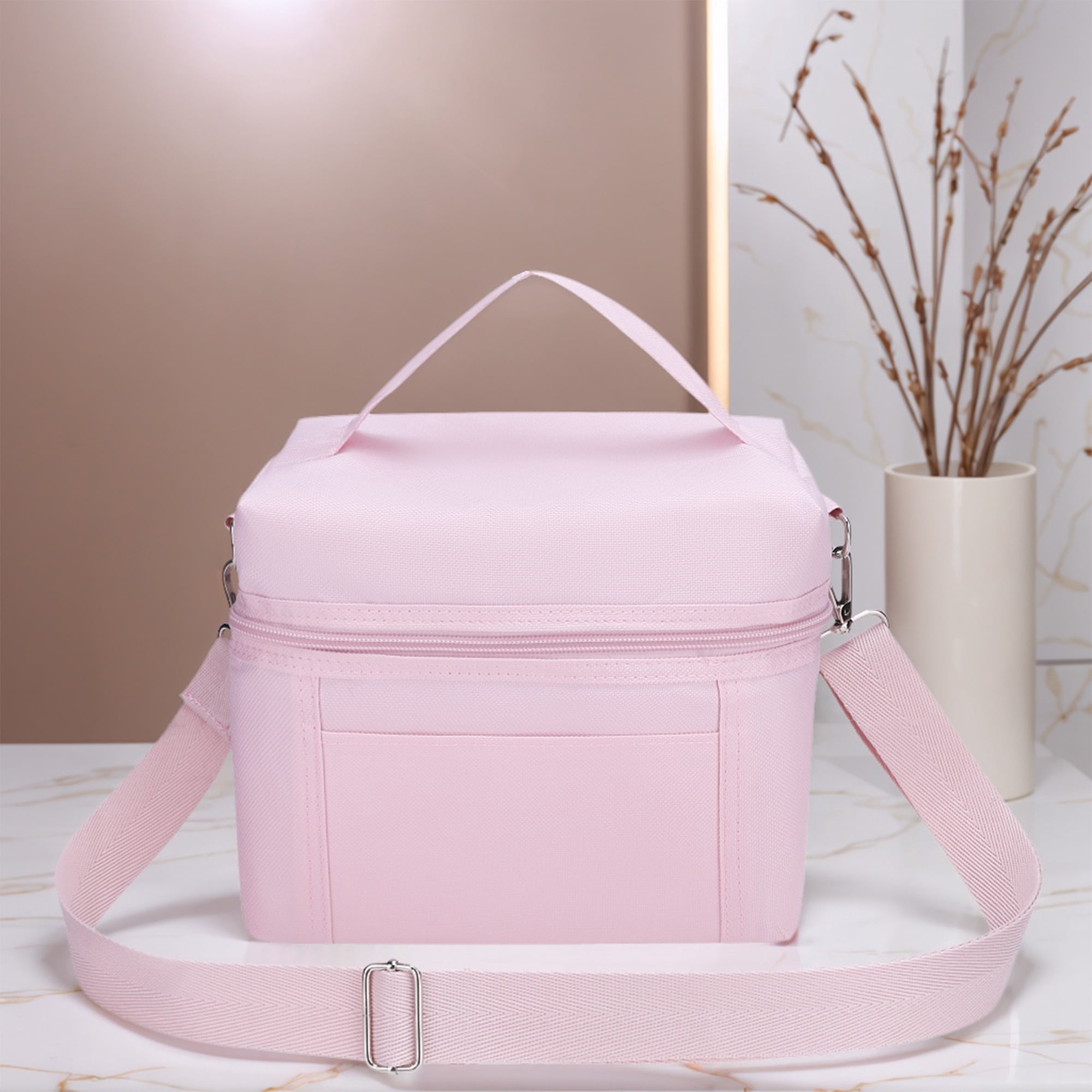 Unique Bargains Insulated Leakproof Lunch Bag for Work, Picnic Pink 8.3*5.1*7.1in