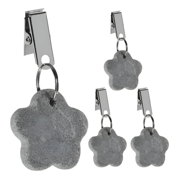 LAMIRO Outdoor Curtain Weights Natural Stone Adjustable Clips 4 Panels