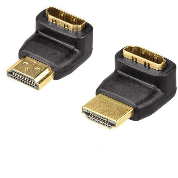 SatelliteSale Digital HDMI Male to Female Right Angle 4K HDR PVC Black Adapter 90 Degrees & 270 Degrees