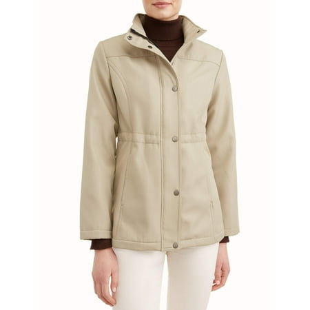 Women's Soft Shell Plaid Heat Stamped Jacket (Best Waterproof Winter Coat)