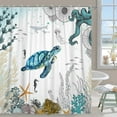 thumbnail image 2 of Sea Turtle Shower Curtain, Blue Teal Octopus Underwater Ocean Animal Seashell Jellyfish Theme Bathroom Curtain Waterproof Fabric Machine Washable with Hooks,72'''' Wx84 L (GCI-10230), 2 of 6