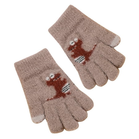 

Fsqjgq Cotton Gloves Winter Toddler Soft Cartoon Dinosaur Gloves Kids Baby Boys Girls Winter Warm Knit Fingerless Mitten Kids Punk Gloves Cotton Khaki