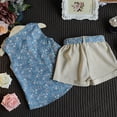 thumbnail image 4 of Odeerbi Clearance Baby Pants Toddler Kids Girls Ruffle Small Floral Pattern Laceing Fashion Two-piece Suit, 4 of 9