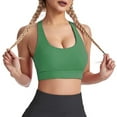 thumbnail image 3 of Xfvqtps Sports Bras for Women Racerback Padded Elastic Workout High Impact Comfortable Breathable Yoga Bra Green, 3 of 5