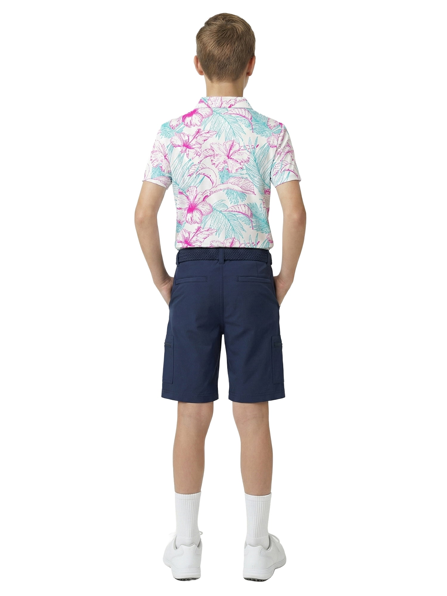 Birdie Bound Boys Print Performance Golf Polo Shirt with UPF50, Sizes XS-XL