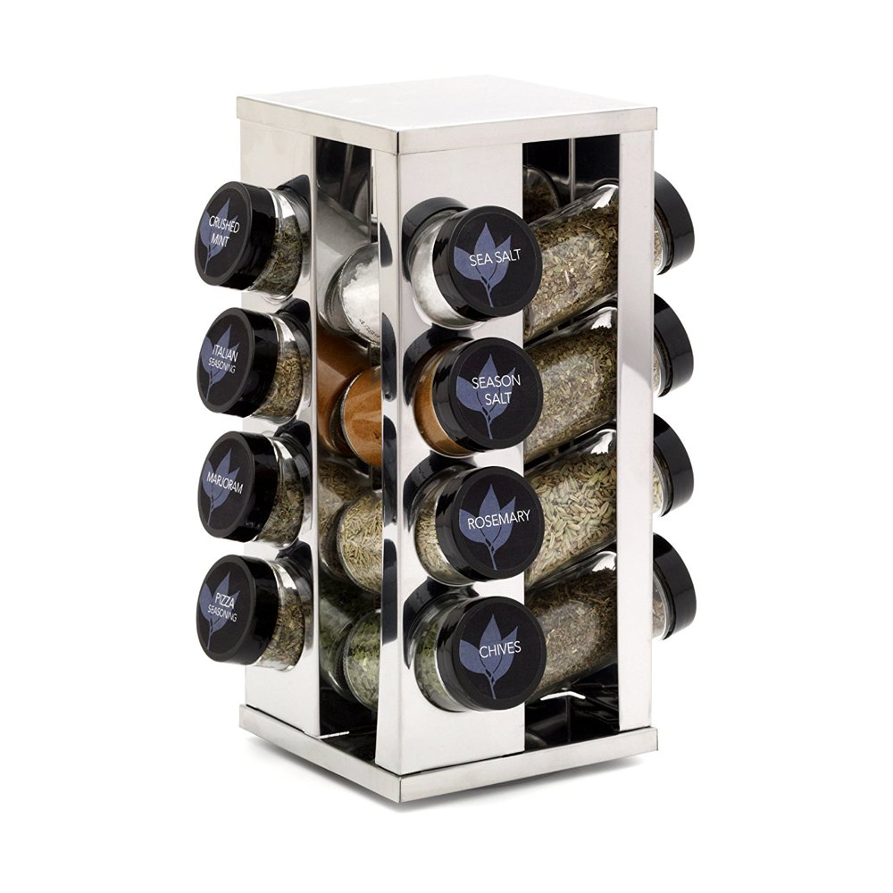 Kamenstein Heritage 16Jar Revolving Countertop Spice Rack with Free Spice Refills for 5 Years