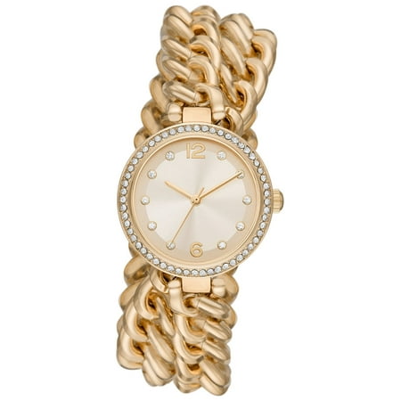 Time and Tru Women's Crystal Bezel Wrap-Around Bracelet Watch