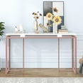 thumbnail image 1 of 63'' Modern Sofa Table, 1-Tier Extra Long Console Entry Table with Metal Frame and 1 Thicken Wood Shelve for Entryway, Hallway, Living Room, Foyer, Corridor, Office (Pink+White), 1 of 8