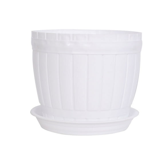 Unique Bargains Plastic Round White Plant Pot Holder, 4.3" x 3.7" x 3.3"