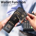thumbnail image 4 of for Samsung Galaxy S22 PU Leather Back + TPU Frame Rugged Case, Classic 360 Rotating Ring Kickstand Card Slots Shoulder Strap Drop Protective Slim Fit Shockproof Phone Case Cover, Black, 4 of 12