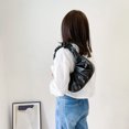 thumbnail image 4 of Bolsa Retro Mujeres Color puro plisado PU hombro axila bolso bolsos (negro) JShteea Para Estrenar, 4 of 9