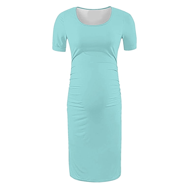 slim fit dress slacks Angel Maternity Knit Midi Maternity/Nursing Dress Green main image 0