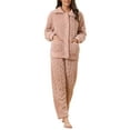 thumbnail image 2 of INSPIRE CHIC Women's Fluffy Fleece Pajama Set Soft Warm Button Down Long Sleeve Sleepwear with Pockets M Pink, 2 of 6