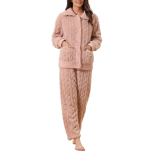 Ropa Dormir Mujer Bolsillos Pijama De Manga Larga Para Mujer Con