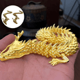 thumbnail image 3 of Gold Dragon with Movable Joints, Chinese Zodiac Collectible Figurines Table Decor Ornament, 3D Statue, 3 of 7