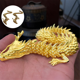 thumbnail image 3 of Figuras coleccionables del zodíaco chino, dragón dorado con articulaciones móviles, adorno decorativo para mesa, estatua 3D, 3 of 4