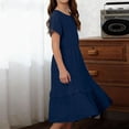 thumbnail image 3 of Fancifize Girls Summer Dresses Cute Ruffle Sleeve Flowy Dress Cotton Linen Casual Crew Neck Trendy Outfits Beach Vacation Clothes for Kids, 3 of 5