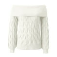 thumbnail image 4 of Wdgfv Women's Lightweight V-Neck Cotton Striped Pullover Top Elegant Off Shoulder Long Sleeve Knit Pullover Sweater For Women Fashion Forward Styles And, 4 of 5