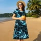 thumbnail image 4 of Fotbe Lightning Vestido Largo de Moda para Mujer, Vestido Tipo Camiseta con Manga Corta y Estilo Casual a Rayas y Bloques de Color, 4 of 6