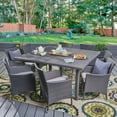 thumbnail image 2 of GDF Studio Rolando Outdoor Wicker 9 Piece Square Dining Set, Gray and Light Gray, 2 of 13