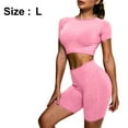 thumbnail image 1 of Conjunto de entrenamiento sin costuras para mujer, 2 piezas de cintura alta, pantalones cortos deportivos de yoga, trajes atléticos, ropa de gimnasio, 1 of 8
