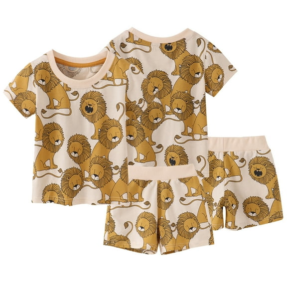 YTDSCS Kids Boys Girls T-Shirt Shorts Sets Toddler Baby Cartoon Print Short Sleeve Pullover Tees Elastic Waist Shorts Pants Summer 2PCS Outfit for 2-7 Years