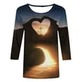 thumbnail image 2 of T-shirt à Manches 7 pour Femmes, Col Rond Imprimé, Chandail de Pâques, 2 of 5