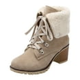 thumbnail image 7 of Mostsola Winter Snow Boots for Women Warm Furry Lined Lug Sole Stacked Heel Lace up Short Booties, 7 of 7