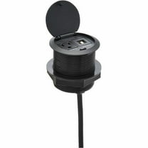 Tripp Lite Protect It! Desktop Power Grommet - NEMA 5-15P, 2x USB-A Charging, Surge Protection, 10 ft. Cord, Antimicrobial, Black (tlp12poam)