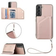 thumbnail image 1 of Feishell Fit for Samsung Galaxy S22 5G Phone Case with Wrist Strap,Shockproof Premium PU Leather Back Magnetic Buckle Flip Kickstand Credit Card Slots Anti-Scratch Protective Cover,Rosegold, 1 of 6