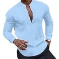 thumbnail image 2 of Mens Casual Long Sleeve Button-Down Shirt Blouse Henley V-Neck Tops T Shirts, 2 of 11