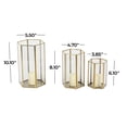 thumbnail image 4 of Cosmoliving by Cosmopolitan  Set of 3, 6", 8", 10"H Modern Glass Candle Holder/Lantern with Hexagon Silhouette, Metallic Gold Rims and Transparent Glass Panels, 4 of 12