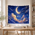 thumbnail image 5 of Crescent Moon Above Golden Clouds and Stars, Dreamy Celestial Style for Celestial Art Lovers, Moon Wall Art, Housewarming Gift, Tapestry Wall Hanging for Bedroom and Dorm, 5 of 7