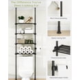 thumbnail image 5 of Adjustable Over The Toilet Storage Shelf, 4-Tier Ample Over Toilet Bathroom Organizer and Storage,Tension Mounted Above Toilet Storage Cabinet for Versatility, Fits 64-113 Inch Heights, Black, 5 of 7