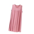 thumbnail image 4 of Nightgowns for Women Summer Crewneck Pleated Sleeveless Pajama Dress Womens Casual Solid Round Neck Relaxed Fits Lightweight Loungewear Sleepwear Night Dress, 4 of 7