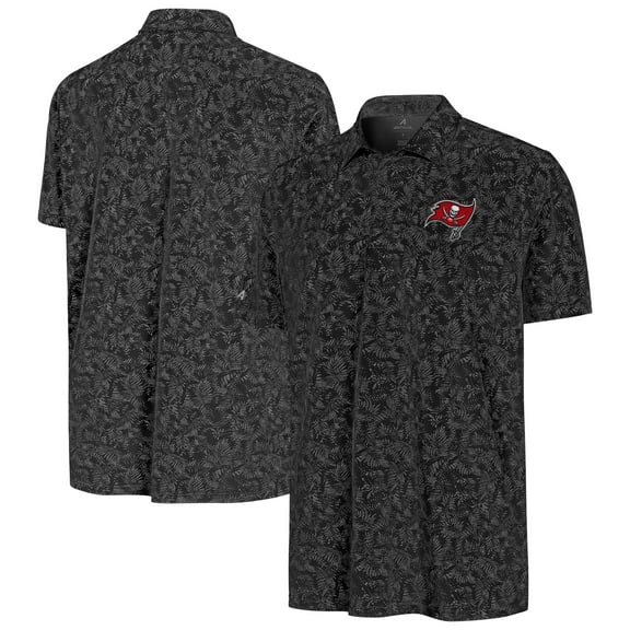 Men's Antigua Black Tampa Bay Buccaneers Lush Polo