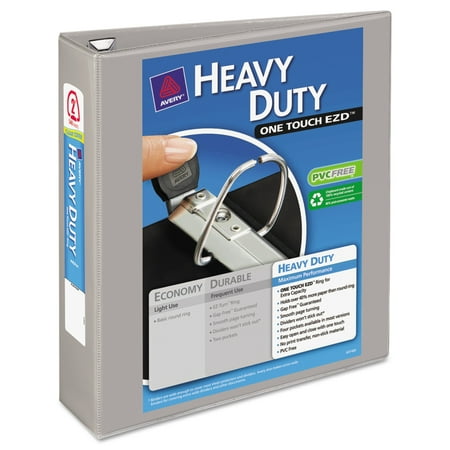 Avery Heavy-Duty View Binder w/Locking 1-Touch EZD Rings, 2" Cap, Gray