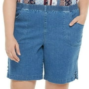 Jack David Women's Plus Size Pull On DARK BLUE Denim Jean Short With Elastic (UI994)