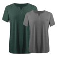 thumbnail image 4 of Olyvenn 2 Pack Plus Size Tops for Women 2025 Solid Summer Tops V Neck Short Sleeve T Shirts Oversized Trendy Dressy Casual Blouses Army Green XXL, 4 of 4