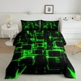 thumbnail image 2 of Erosebridal Green Plaid Bedding Twin Comforter Set,Futuristic Cubes Down Comforter,Lightweight Reversible Bedding Sets Twin with Comforter,Buffalo Decoration,3pcs, 2 of 8