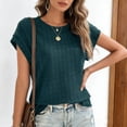 thumbnail image 6 of Odbmxy Blouse for Women Summer Short Sleeve Tunic T Shirts for Women Loose Fancy Green Dressy Casual Plain Tops, 6 of 9
