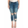 Cello Juniors' Plus Size Mid Rise Destructed Cropped Skinny Jean